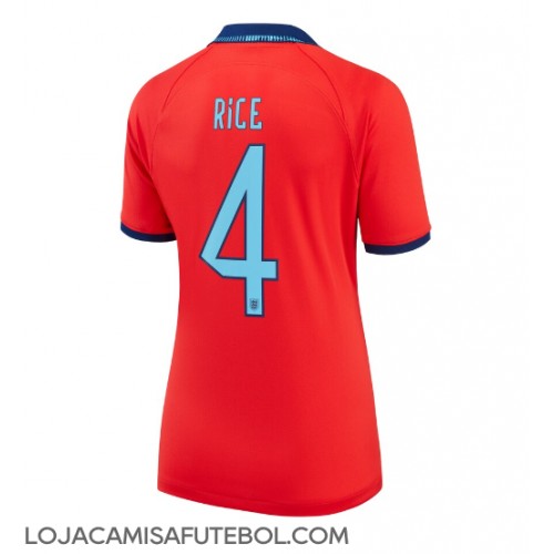 Camisa de Futebol Inglaterra Declan Rice #4 Equipamento Secundário Mulheres Mundo 2022 Manga Curta